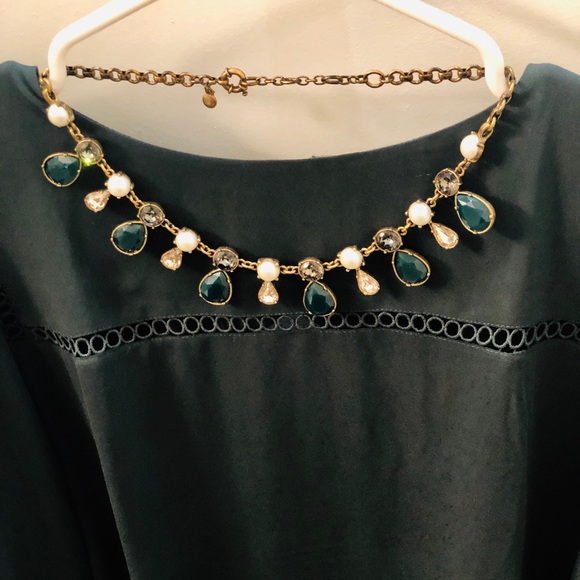 Emerald, Gray Diamond, and Pearl JCrew Necklace - Picture 7 of 8